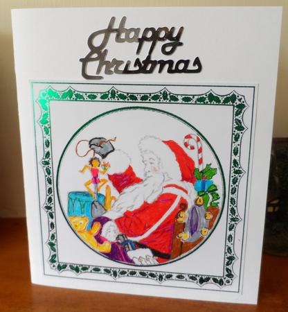 Digital Stamp - Santa Playing with a Puppet by Jean Pennington