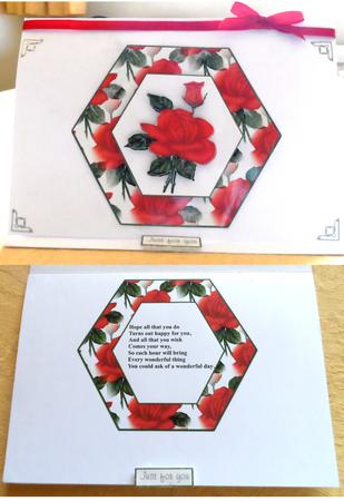 Hexagonal Card Front with Rose by Jean Pennington