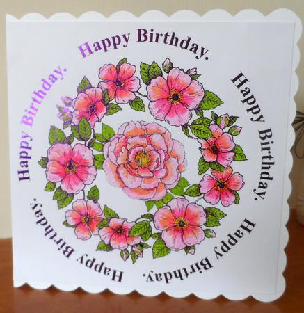 Digital Stamp - Peony Within a Wreath by Jean Pennington