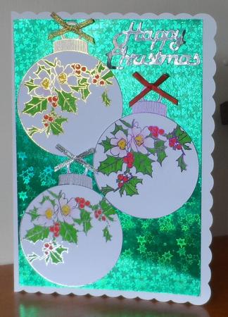 Bauble with Christmas Holly by Jean Pennington