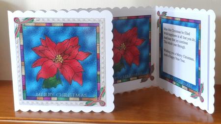 Stained Glass Poinsettia with Pearl Frame by Jean Pennington