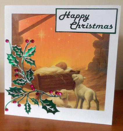 Card Template Square Holly Frame by Jean Pennington