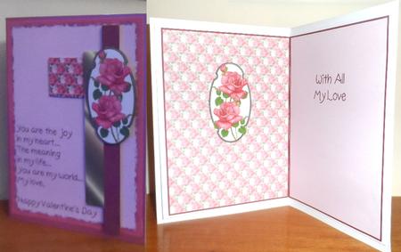 Valentine Cluster Card - Pink Roses - Insert by Jean Pennington