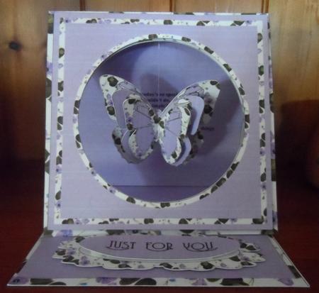 Hanging Easel Card - Delicate Violet Flowers and Butterfly by Jean Pennington
