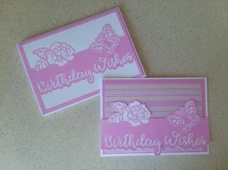 Cutwork rose and butterfly Birthday Wishes topper cutting file with two options  by Jean Rowley