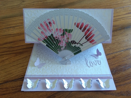 Cyclamen Fan Card With Butterflies by Jean Rowley