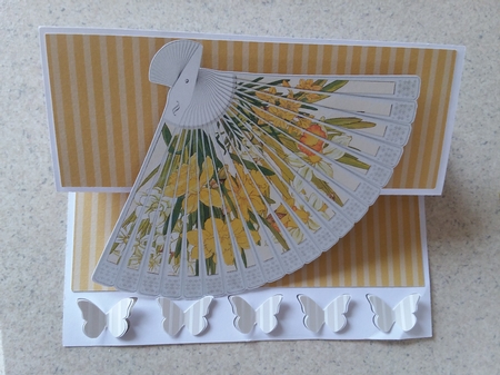 Daffodil Fan Card V1 With Butterflies by Jean Rowley