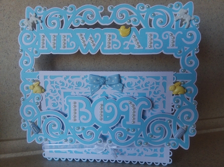 New Baby Boy Buckle Card by Jean Rowley
