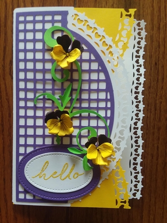 Scalloped Card with Flowers and Butterfly by Jean Rowley