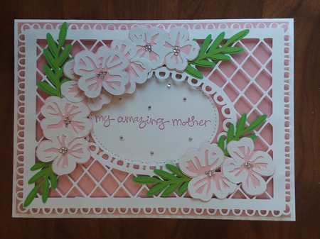 Lattice background with floral spray by Jean Rowley