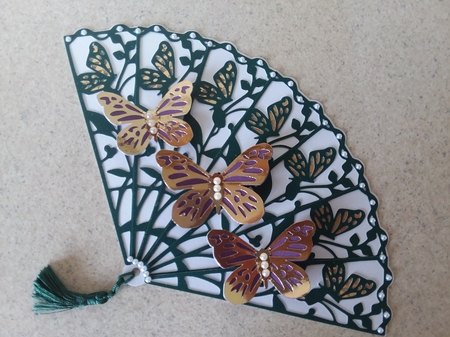 Fan Card with Butterflies. by Jean Rowley