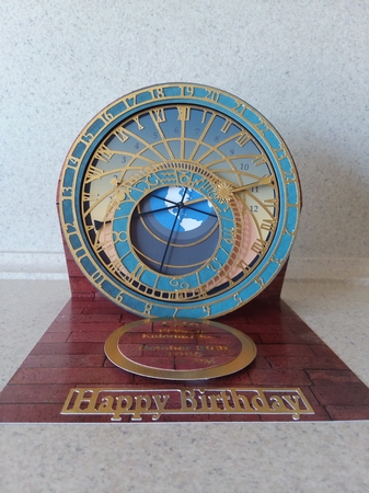 Astronomical Clock Birthday/Retirement Easel Card by Jean Rowley