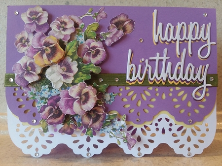 3D Pansy Greeting Card by Jean Rowley