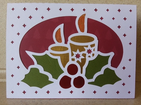 CHRISTMAS CANDLES APERTURE CARD by Jean Rowley