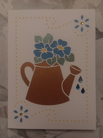 WATERING CAN FRAMED CARD by Jean Rowley