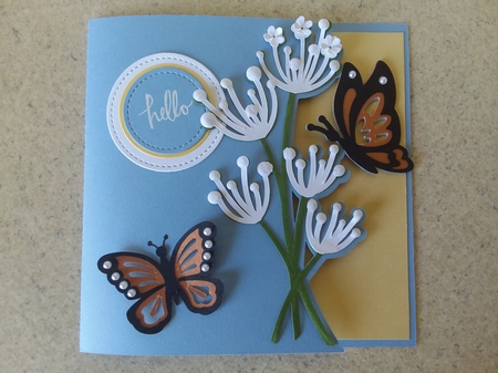 Dandelions and Butterflies Over The Edge Card by Jean Rowley
