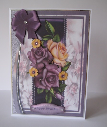 A5 Lovely Deep Maurve Roses and Buttercups by Jean Shevill-