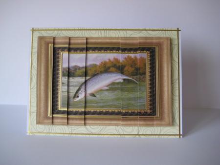 Framed Salmon Side Stacker, Fishing, Sport, Male Birthday by Jean Shevill-