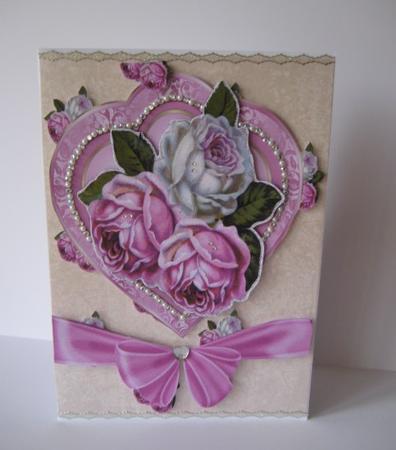 Heart with Pearls Roses and Bow by Jean Shevill-