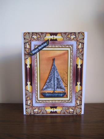 Boat Card Front for a Male Birthday or Fathers Day by Jean Shevill-