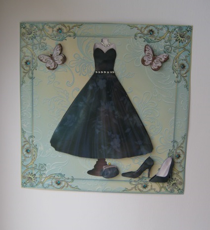 Black Ball Dress on Teal Background by Jean Shevill-