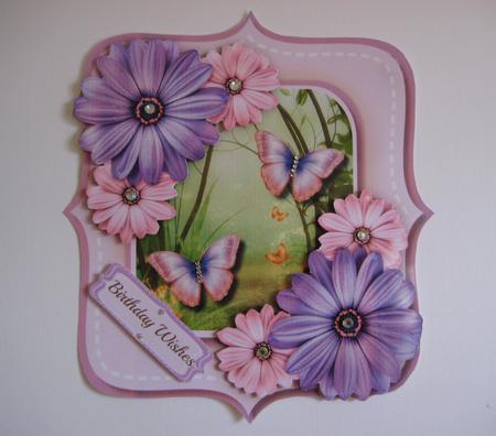 Beautiful Lilac and Pink Daisy and Butterfly's  by Jean Shevill-
