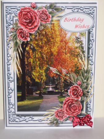 A5 Lovely Roses and Scene  by Jean Shevill-