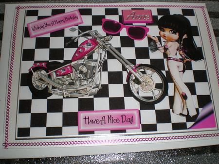 Biker Babe in Pink with Pink Sunglasses by Jean Smith