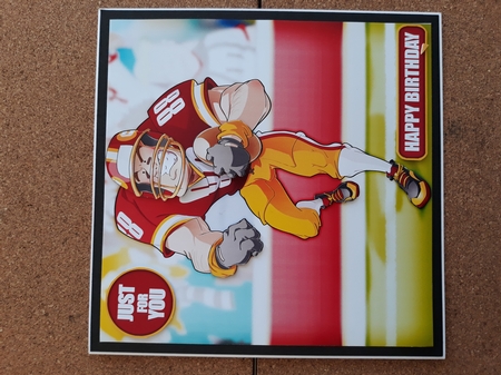 American Football Dude (Red and Yellow) 8x8 by Jean Yates