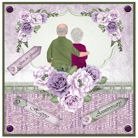Gran & Grandad Anniversary 6 x 6 card by Jeanette Jackson