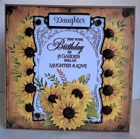 Sunflowers and Lace Birthday Card by Jeanette Jackson