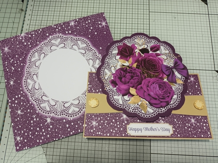 Purple & Gold Roses All Occasions 7 x 7 Shaped Card by Jeanette Jackson