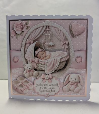 New Baby Granddaughter 7 x 7 Card by Jeanette Jackson