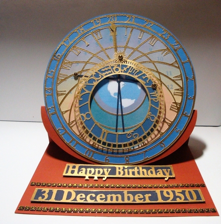 Astronomical Clock Birthday/Retirement Easel Card by Jeanette Jackson