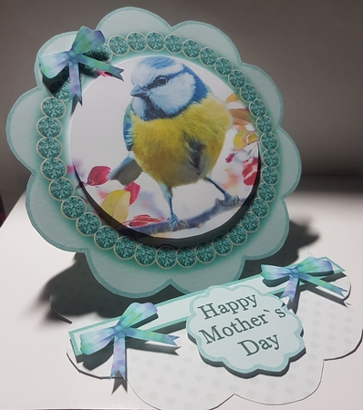 Blue Tit Green Easel Card by Jeanette Jackson