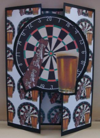 For Him,darts,beer and Tie Gate Fold Card by Jeanette Jackson