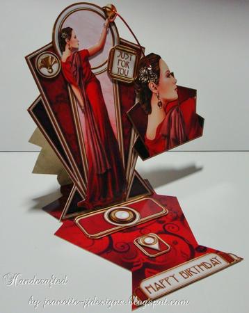 Pandore Art Deco Shaped Panels (red) by Jeanette Jackson