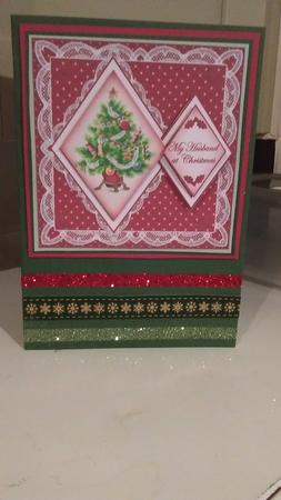 Red Tree Husband at Christmas 7in Double Diamond Topper by Jeanette Lyons
