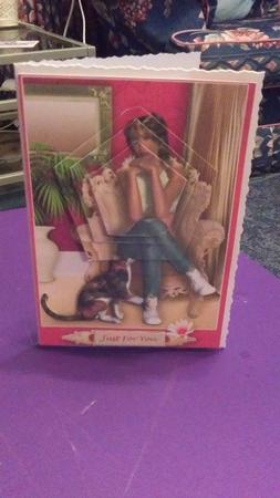 Teenage Girl with Cat Polygon Pyramage by Jeanette Lyons