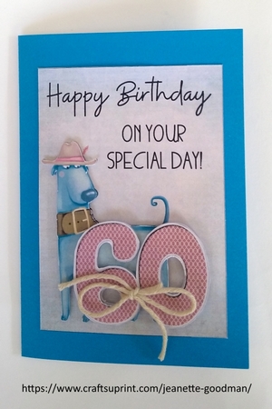 Printable Funny Dog 60th Birthday Card by Jeanette Goodman