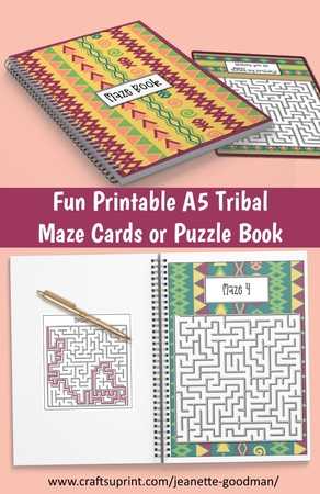 Fun Printable A5 Tribal Maze Cards or Puzzle Book set of 11 by Jeanette Goodman