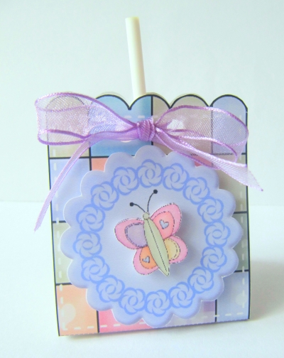 Blue Butterfly Lollipop Holder Baby Shower Favor by Jeanette Goodman