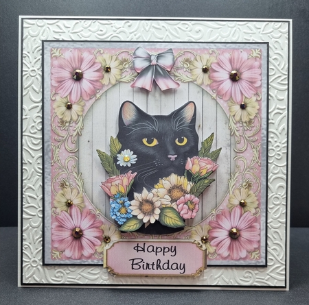 Pretty Kitty 1 - 6X6 inch card front with decoupage Featured Gallery Photo