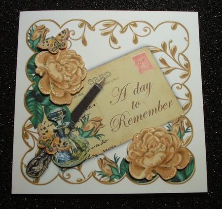 Coffee Rose Day to Remember Ink Saver 8in Decoupage Topper by Jennie Furness