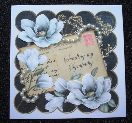 Silver Magnolia Sending Sympathy 8in Decoupage Sheet by Jennie Furness