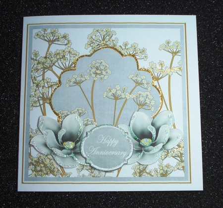 Silver Time Flower 7in x 7in Square Insert Panel Sheet by Jennie Furness