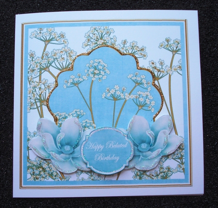 Teal Magnolia Belated Birthday 7in Time Flower Deco Topper by Jennie Furness