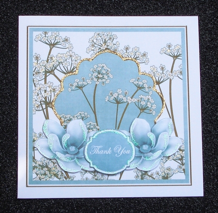 Teal Magnolia Thank You 7in Time Flower Deco Topper by Jennie Furness