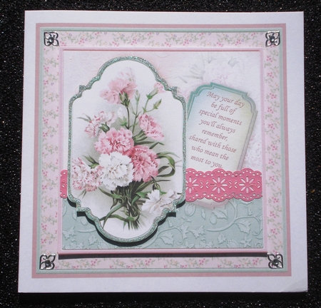 Pink Carnations 8x8 Mini Kit & Pyramage by Jennie Furness
