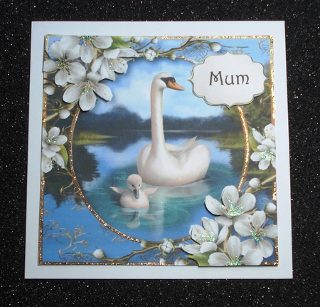 Mother & Baby Swan 8x8 Quick Topper by Jennie Furness